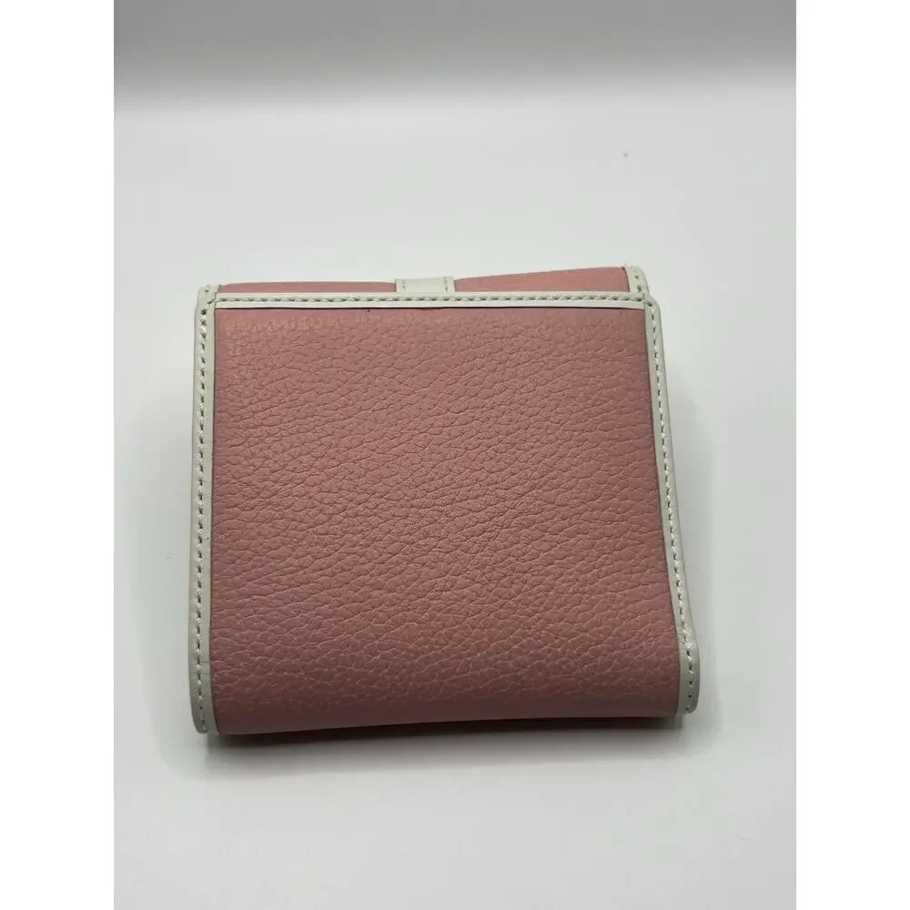 Coach Pink and White leather Buckle Charm Soho mini Bifold Wallet Y2k Deadstock